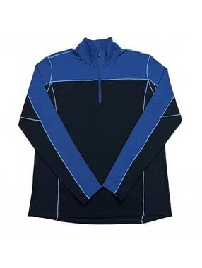 Smartwool Mens Black Blue Merino Sport 250 Long Sleeve 1/4 Zip Size Large